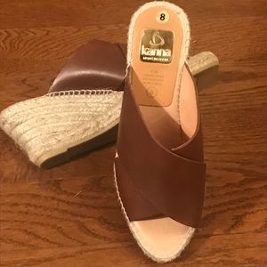 Kanna brown leather espadrille wedges Size 8